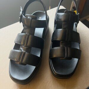 Vionic Delano Platform Wedge Sandals – Black Leather, Size 10 (New in Box)